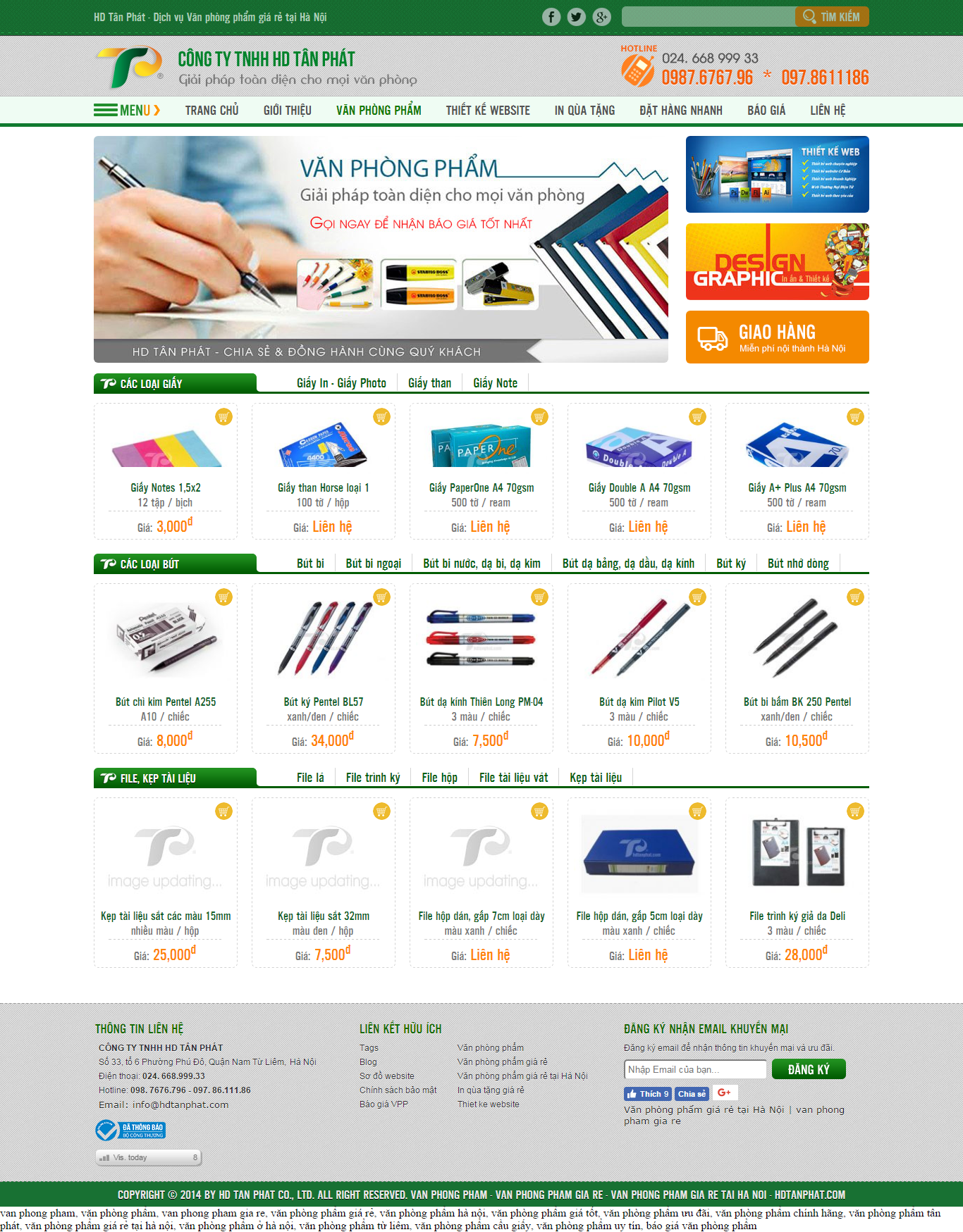 Thiết kế website văn phòng phẩm của Tân Phát đẹp SEO tốt